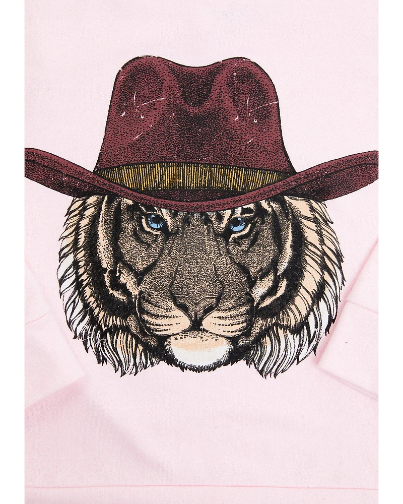 Somewhere West Toddler Girls' Cowboy Tiger Graphic Sweatshirt