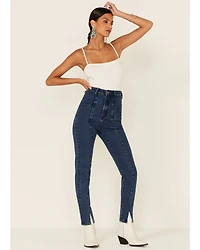 Wishlist Women's Dark Wash Acid Fading High Rise Skinny Jeans