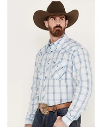 Cowboy Hardware Men's Plaid Print Long Sleeve Western Pearl Snap Shirt