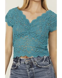 Shyanne Women's Flutter Sleeve Lace Crop Top