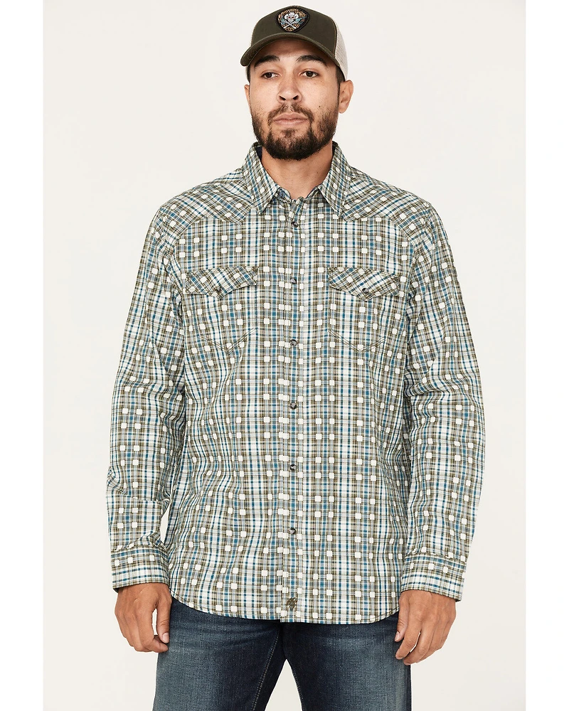 Moonshine Spirit Men's Rough Patch Plaid Snap Western Shirt