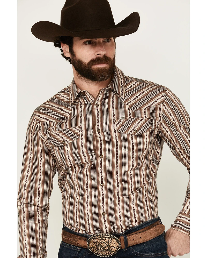 Gibson Men's Show Downer Floral Striped Long Sleeve Snap Western Shirt