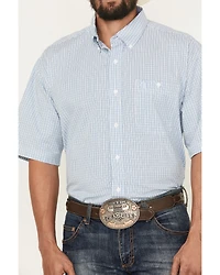 George Strait by Wrangler Men's Plaid Print Short Sleeve Button-Down Stretch Western Shirt