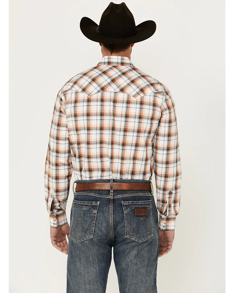 Wrangler Retro Men's Plaid Print Long Sleeve Snap Western Shirt