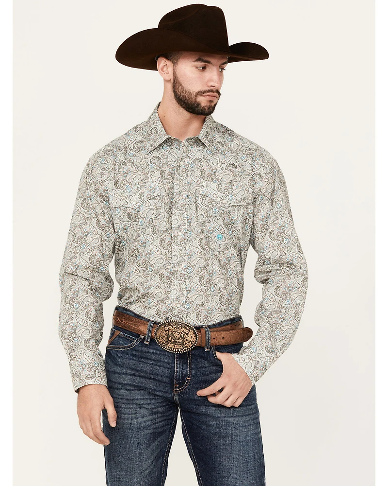 Roper Men's Amarillo Paisley Print Long Sleeve Pearl Snap Western Shirt