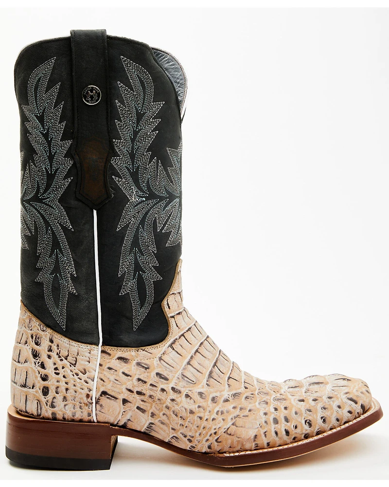 Tanner Mark Men's Caiman Print Western Boots - Broad Square Toe