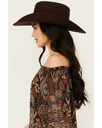 Shyanne Women's Printed Off The Shoulder Peasant Top