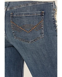 Idyllwind Women's Onslow Medium Wash Gypsy High Rise Embellished Stretch Flare Jeans