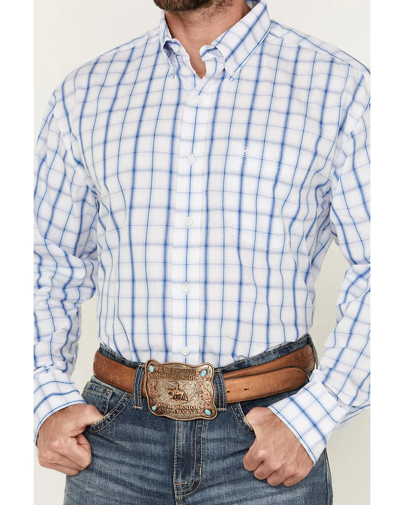 Wrangler Men's Plaid Print Long Sleeve Button-Down Western Shirt