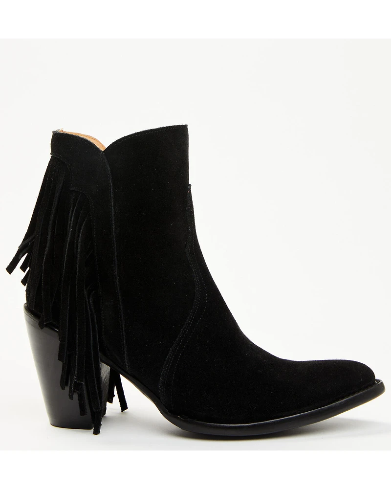 Lucchese Women's Maypop Fringe Side Zip-Up Booties - Round Toe