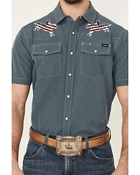 Cinch Men's Embroidered Americana Cowboy Short Sleeve Snap Western Shirt