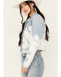Shyanne Women's Light Wash Relaxed Cropped Denim Jacket