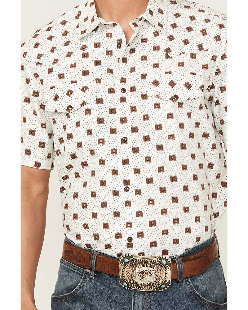 Gibson Trading Co Men's Barn Door Southwestern Print Short Sleeve Snap Stretch Western Shirt