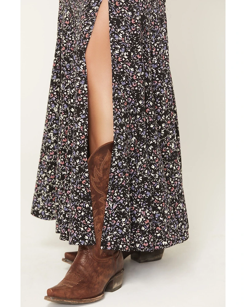 Idyllwind Women's Ridgepoint Ditsy Floral Print High Slit Maxi Skirt