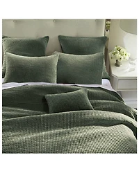 HiEnd Accents Fern Green Stonewashed Cotton & Velvet 3-Piece Full/Queen Quilt Set