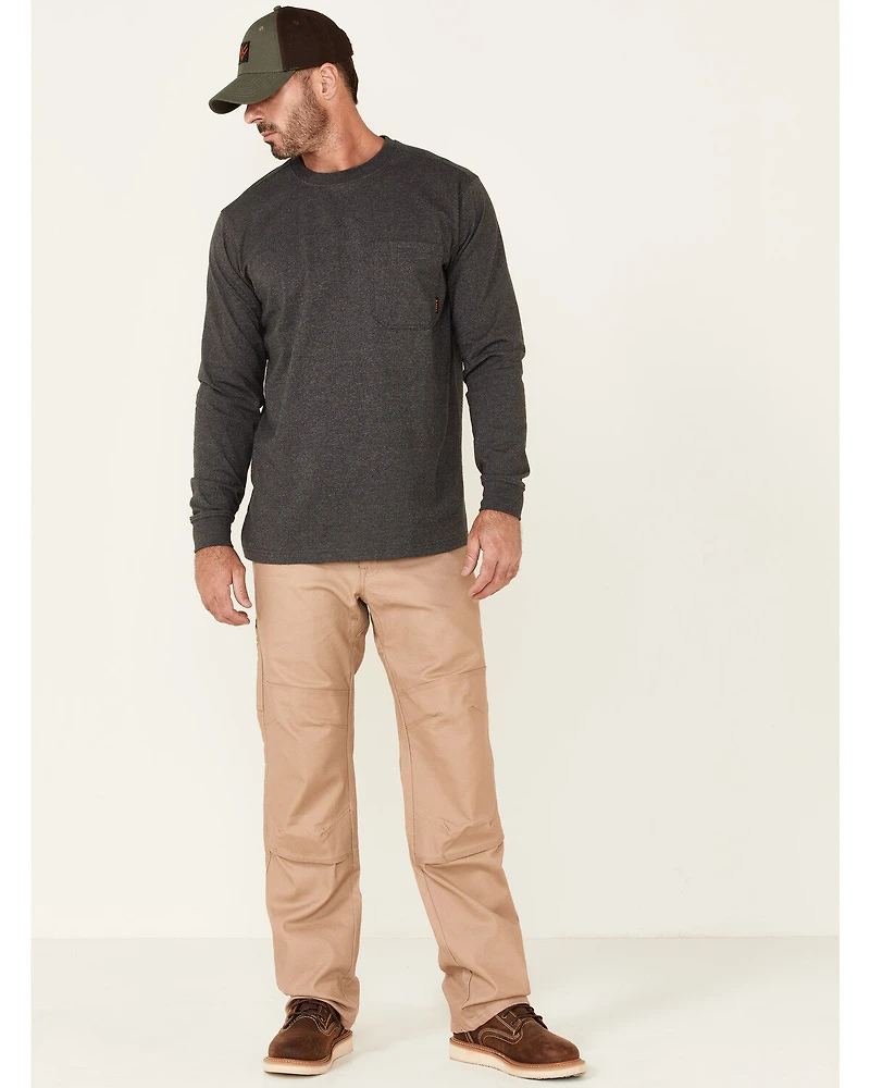 Hawx Men's Solid Charcoal Forge Long Sleeve Work Pocket T-Shirt - Tall