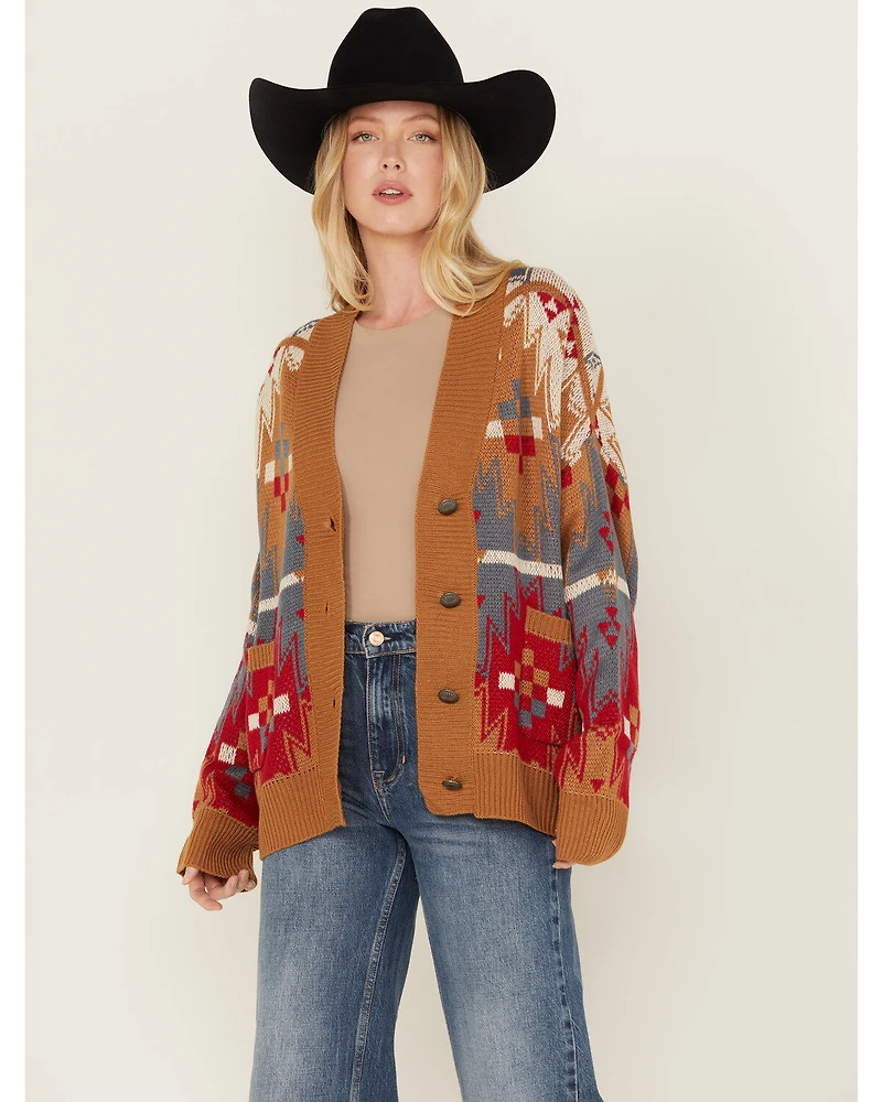Wrangler Women's Southwestern Print Boyfriend Cardigan