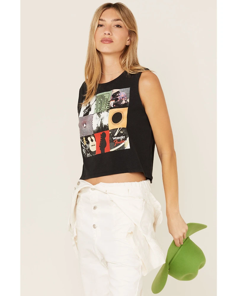 Wrangler X Fender Women's Album Cover Graphic Cropped Tank Top