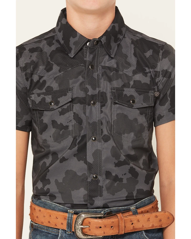 Rock & Roll Denim Boys' TEK Camo Print Short Sleeve Snap Western Shirt