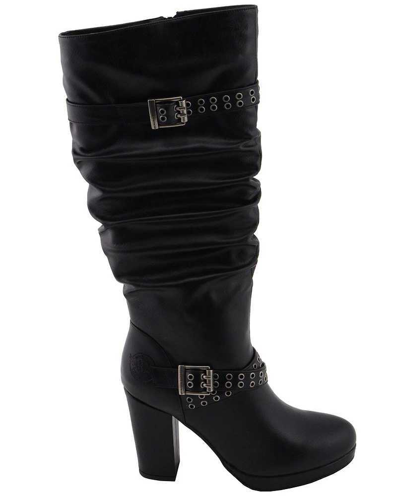 Milwaukee Leather Women's Slouch Platform Boots - Round Toe