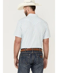 Moonshine Spirit Men's River Delta Small Plaid Short Sleeve Pearl Snap Western Shirt
