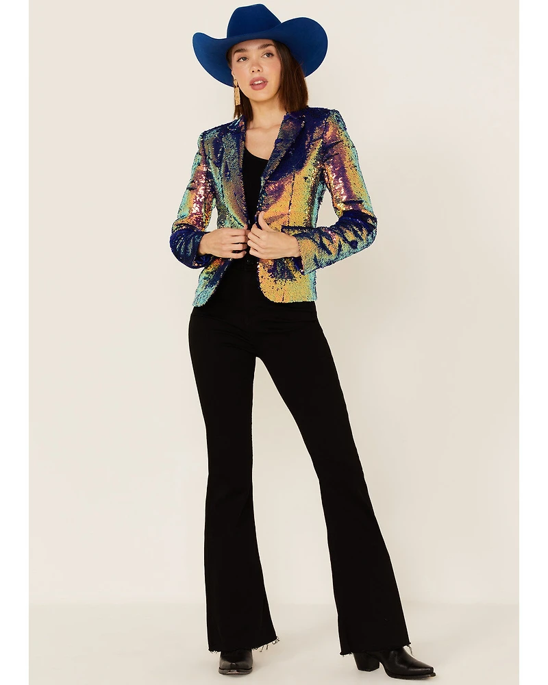 Any Old Iron Women's Oil Slick Sequin Blazer