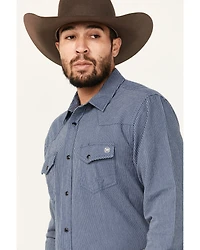 Blue Ranchwear Men's Somerville Herringbone Striped Print Long Sleeve Snap Work Shirt