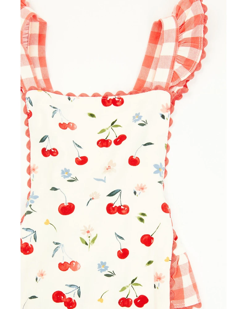 Angel Dear Infant Girls' Cherry Ruffle Sleeve Snap Onesie