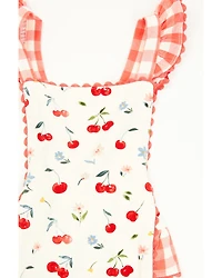 Angel Dear Infant Girls' Cherry Ruffle Sleeve Snap Onesie
