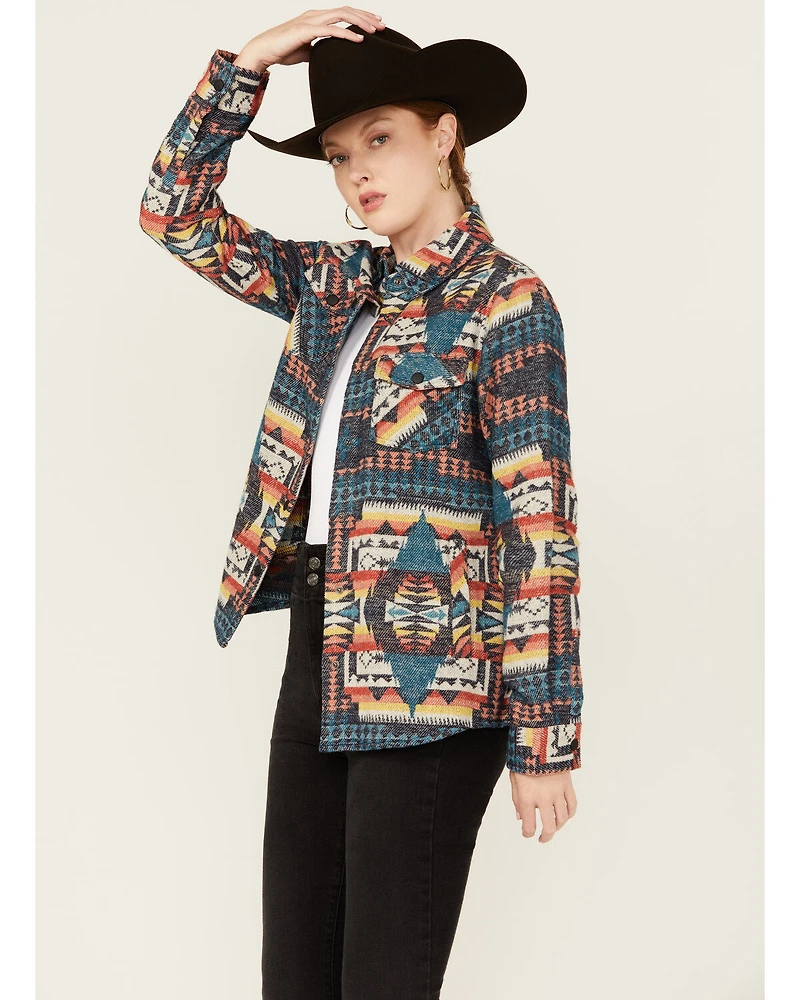 Rock & Roll Denim Women's Southwestern Print Snap Shacket