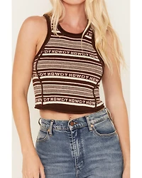 Beyond The Radar Women's Howdy Stripe Knit Sweater Cropped Tank Top
