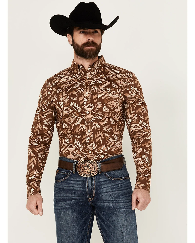 RANK 45® Men's Hopewood Abstract Southwestern Print Long Sleeve Button-Down Stretch Western Shirt