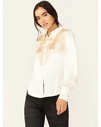 Shyanne Women's Color Block Western Fringe Blouse
