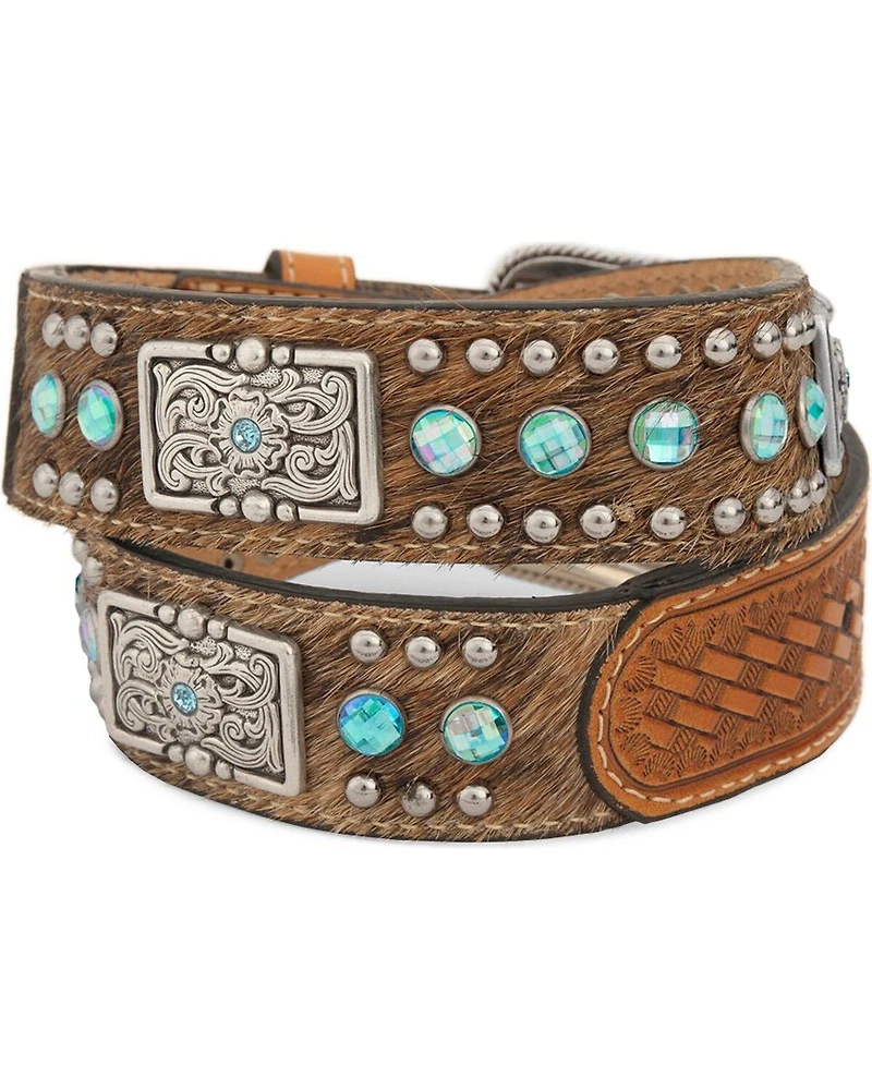 Nocona Kids' Hair-On-Hide Rhinestone & Concho Belt