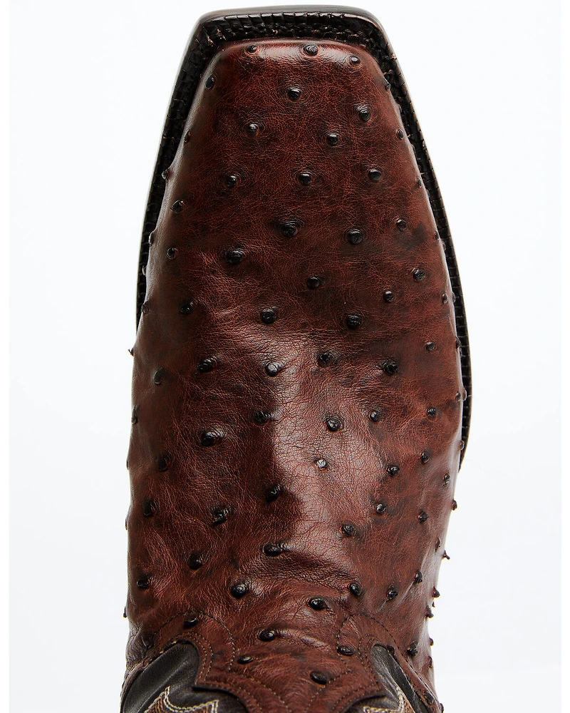 El Dorado Men's Exotic Full-Quill Ostrich Skin Western Boots - Square Toe