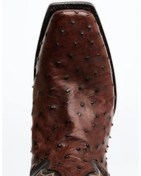 El Dorado Men's Exotic Full-Quill Ostrich Skin Western Boots - Square Toe