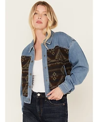 Cleo + Wolf Women's Medium Wash Denim and Blanket Jacket