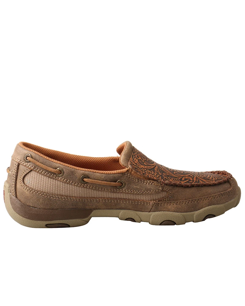 Twisted X Women's Tooled Slip-On Driving Moc Shoes - Toe