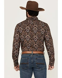 Gibson Men's Reward Medallion Print Long Sleeve Snap Western Shirt