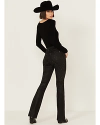 Vibrant Denim Women's Rhinestone High Rise Bootcut Jeans