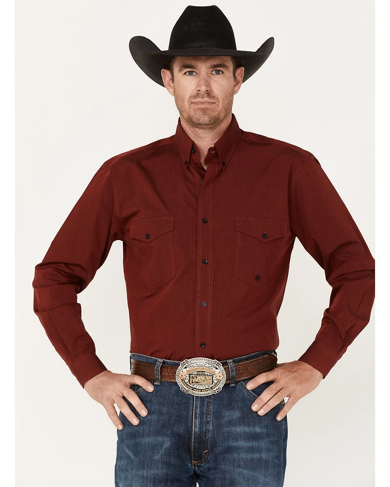 Roper Men's Pinewood Solid Long Sleeve Button Down Western Shirt