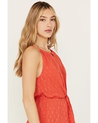 Idyllwind Women's Gladiolus Metallic Slip Tie Front Mini Dress