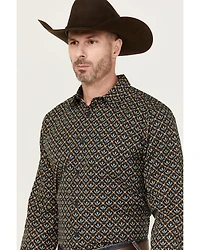 Gibson Men's Fleur de Lis Floral Print Long Sleeve Button-Down Western Shirt