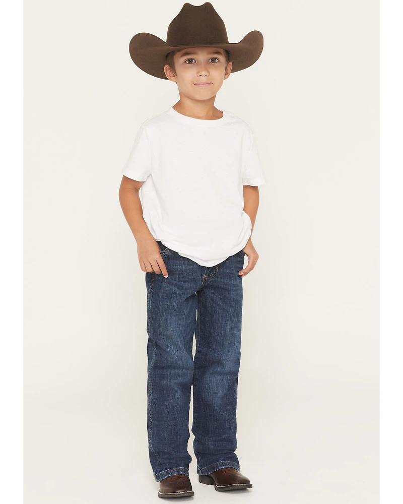 Wrangler Retro Little Boys' Jackson Hole Dark Wash Relaxed Bootcut Stretch Denim Jeans