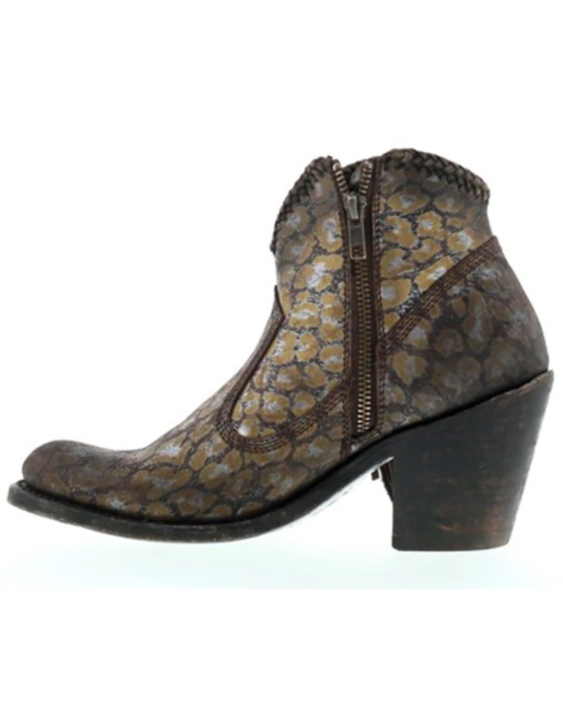 Liberty Black Women's Chloe Leopard Print Braided Fringe Western Booties - Snip Toe