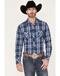 Rock & Roll Denim Men's Medium Plaid Stretch Long Sleeve Pearl Snap Shirt