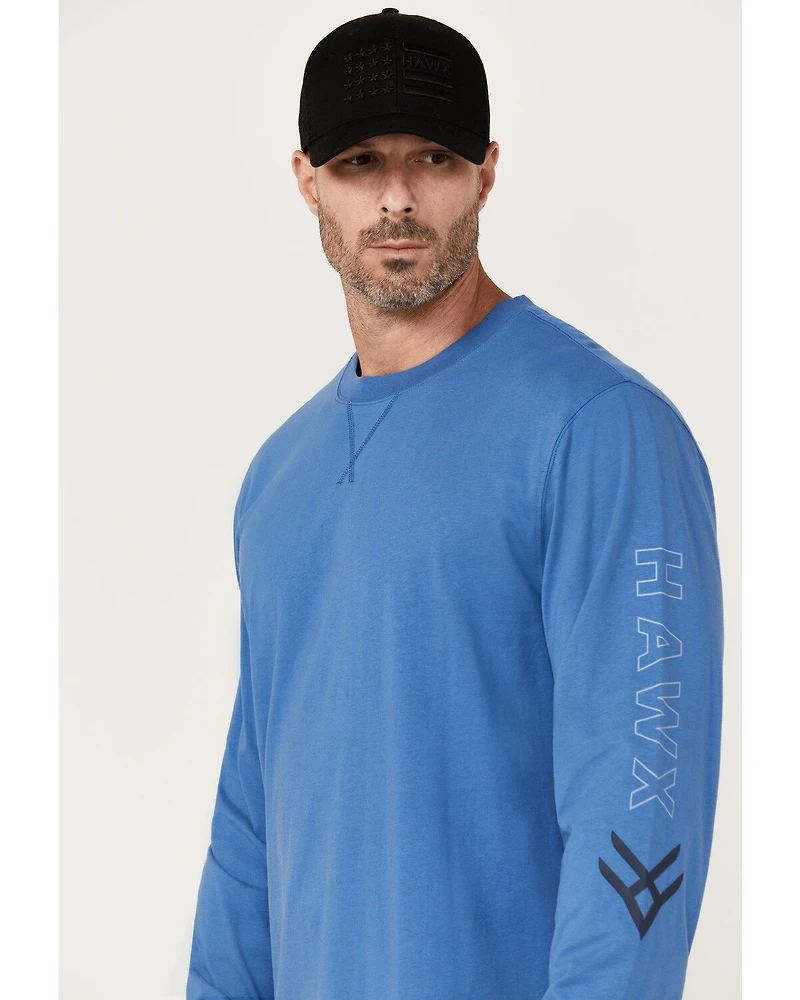 Hawx Men's Logo Long Sleeve Graphic Work T-Shirt