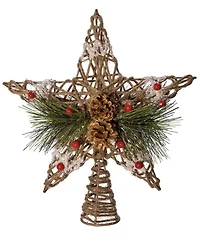 Kurt Adler 11" Un-Lit Natural Star With Pinecones Treetop