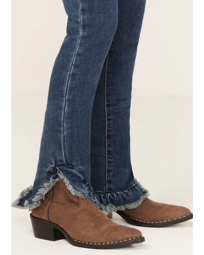 Hayden Girls' Medium Wash Ruffle Skinny Jeans