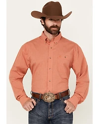 George Strait by Wrangler Men's Plaid Print Long Sleeve Button-Down Stretch Western Shirt